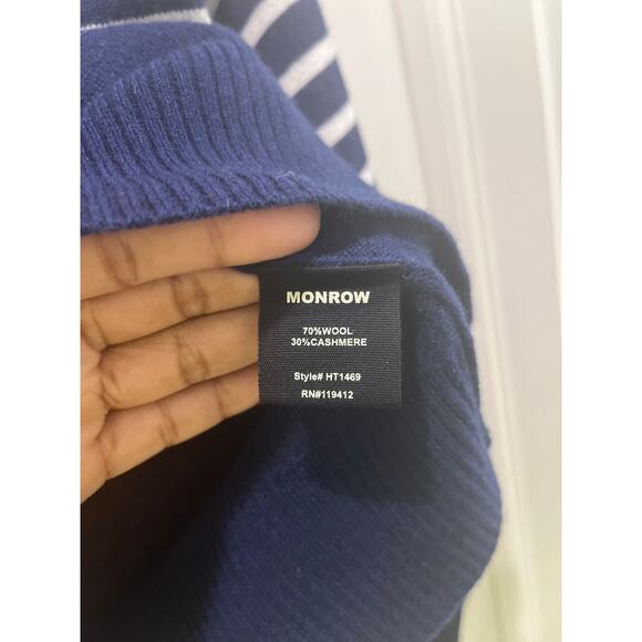 Monrow Wool Cashmere Stripe Crew Neck Sweater Sz XS - Picture 6 of 9